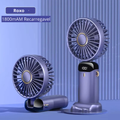 Mini Ventilador Portátil Dobrável de Pescoço – 5 Velocidades, USB Recarregável, Suporte para Celular e Tela Display (1800mAh)