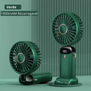 Mini Ventilador Portátil Dobrável de Pescoço – 5 Velocidades, USB Recarregável, Suporte para Celular e Tela Display (1800mAh)