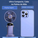Mini Ventilador Portátil Dobrável de Pescoço – 5 Velocidades, USB Recarregável, Suporte para Celular e Tela Display (1800mAh)