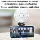 Mini Ventilador Portátil Dobrável de Pescoço – 5 Velocidades, USB Recarregável, Suporte para Celular e Tela Display (1800mAh)